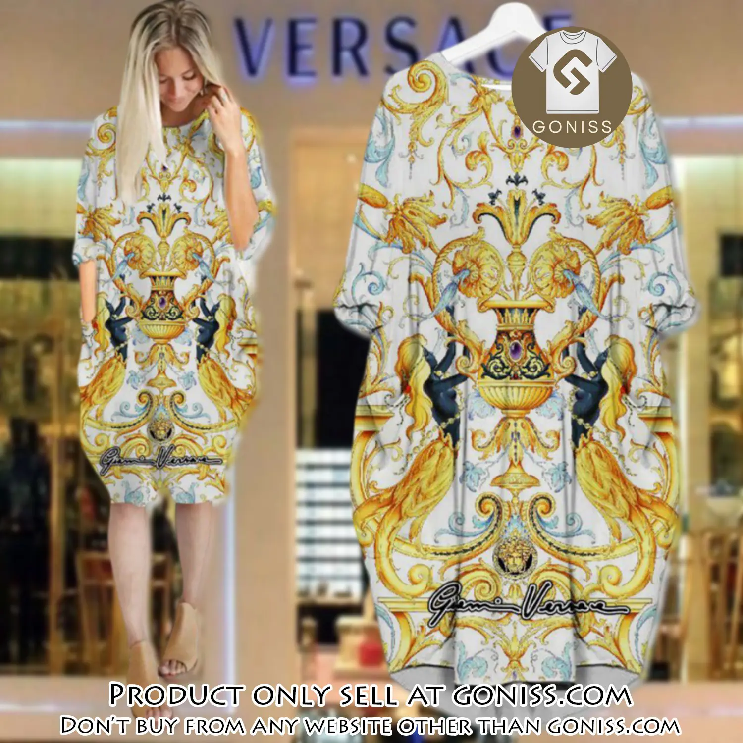 Gianni versace white batwing pocket dress luxury brand for women pd071 gn0504048